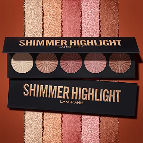 5-Color Face Highlighter Palette - Waterproof Shimmer Powder