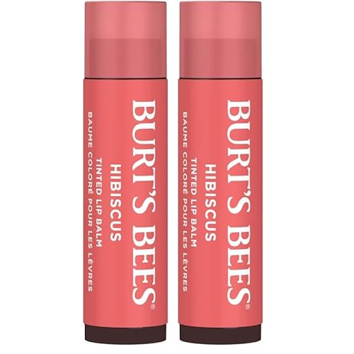 Burts Bees 100% Natural Tinted Lip Balm, Hibiscus with Shea Butter & Botanical Waxes 1 Tube (Pack of 2)