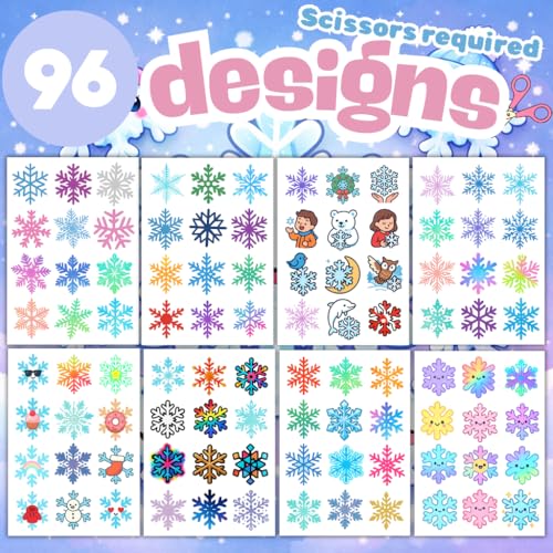96 Snowflake Temporary Tattoos – Winter Party Favors