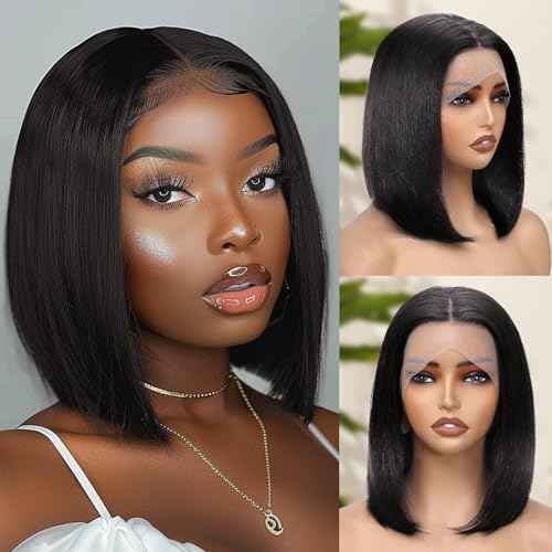 13x4 Lace Front Wigs Human Hair Pre Plucked 11 Inch HD Lace Front Wigs Human Hair Natural Color 180% Density Glueless Wig 100% Virgin Human Hair with Baby Hair for Women