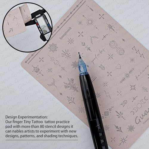 2 Pcs Tiny Tattoo Practice Skins, Small Deluxe Mini Silicone Finger Semi Permanent Tattoo Latex Pad for Training (Fine Line - Pink Pad- 2PCS)