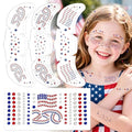 4th of July Temporary Tattoos & Face Gems Set - 6 Pcs Glitter Stickers