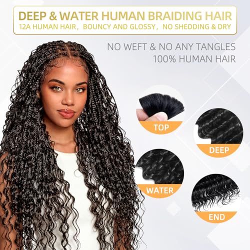 Freemiss 100g 16 Inch Deep Wave Human Braiding Hair - 2 Bundles