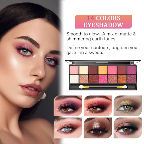 14-Color Eyeshadow Palette Full Makeup Kit with Brushes
