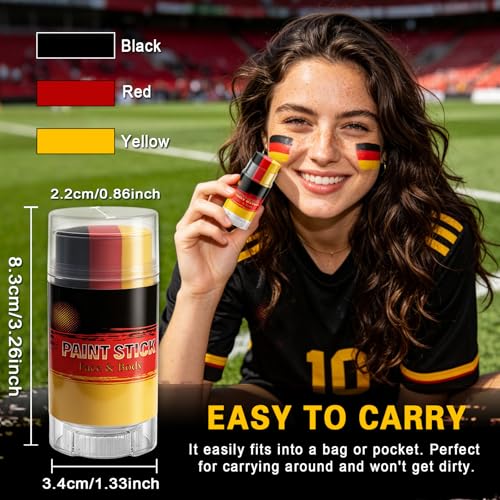 Germany Face Paint Stick - 3-in-1 Sports Colors for Fans