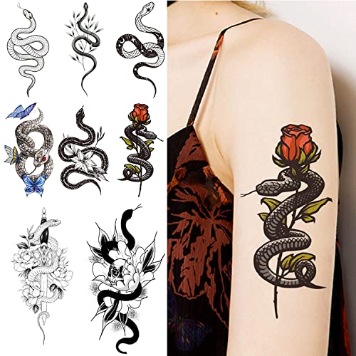 15-Pack Temporary Snake Tattoos | Waterproof, Realistic, 5-7 Days