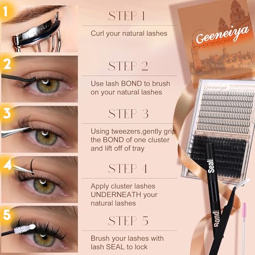 Geeneiya 100D Spike & Volume Lash Clusters Kit, 12-20mm