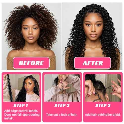 Human Braiding Hair for Boho Braids, 100 Percent Wet and Wavy Human Hair for Boho Knotless 12A Deep Wave Boho Human Braiding Hair Curly Hair Extensions 100g 2 Bundles Natural Color
