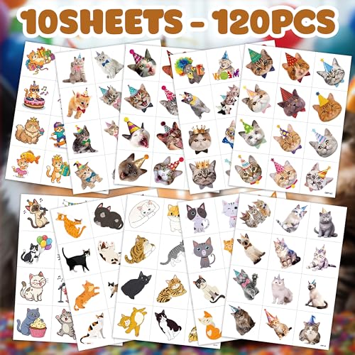 Cat Temporary Tattoos for Kids - 120 Cute Designs