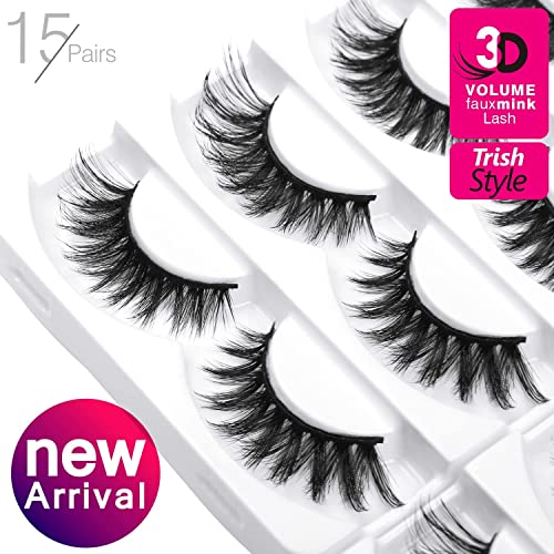 Eliace 3D Mink Lashes 15 Pairs Cat Eye Wispy Fake Eyelashes