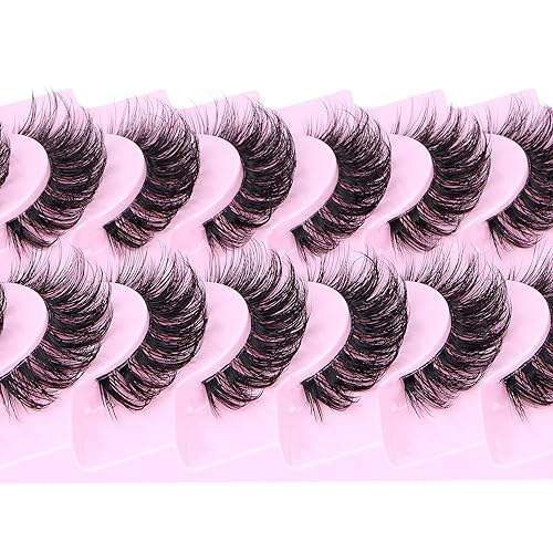 Natural Fluffy 3D Wispy False Eyelashes 14mm D Curly 10 Pairs