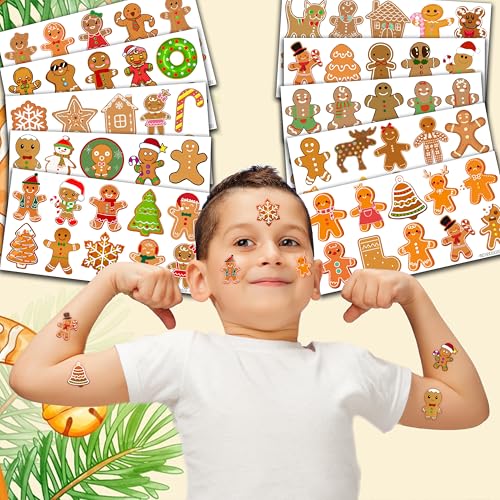 Gingerbread Man Temporary Tattoos - 10 Sheets (100 PCS)