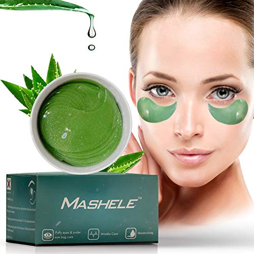 MASHELE Korean Under Eye Patches Aloe Vera Mask Anti-Aging Hyaluronic Acid Collagen Neck Forehead Laugh Line Pad Reducing Dark Circles Treatment (120pcs, aloe eye patches)