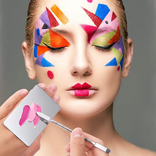 Lusofie Stainless Steel Makeup Mixing Palette with Spatula - Professional Foundation & Eyeshadow Tool