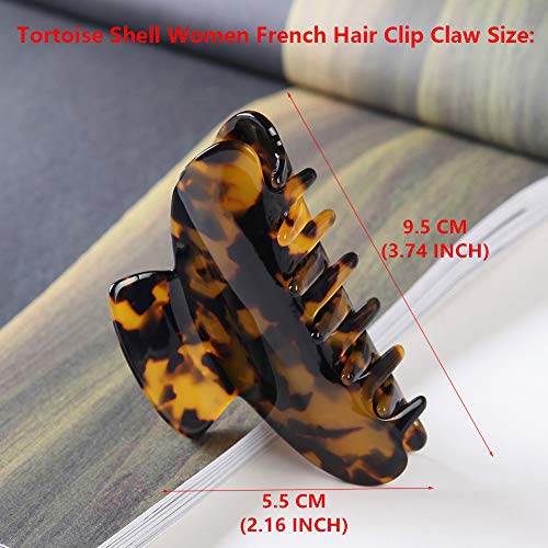 Fsmiling 2 Pack Large Hair Claw Clips - Tortoise Shell Design