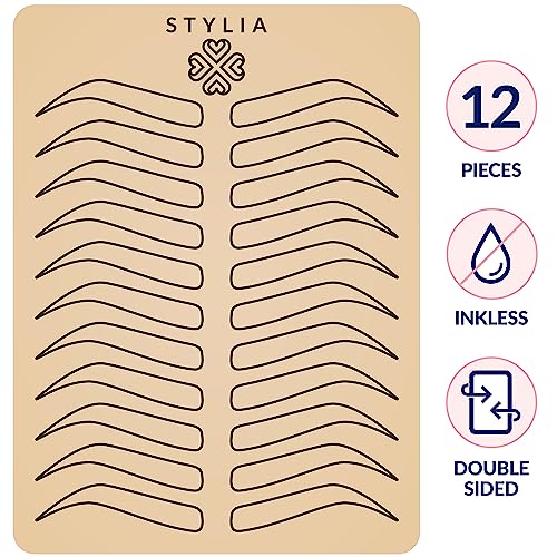 Stylia Microblading Practice Fake Skin Sheet for Eyebrow Tattoo, Fake Skin for Tattoo Brows, Micro Blading Eye Brow Makeup, Tattoo Skin Practice Kit, Tattooing Kit Supplies (Black Double Sided)