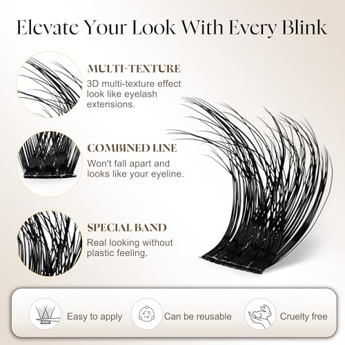 CoMango 180PCS Lash Clusters 3D Fluffy DIY Eyelash Extensions Soft
