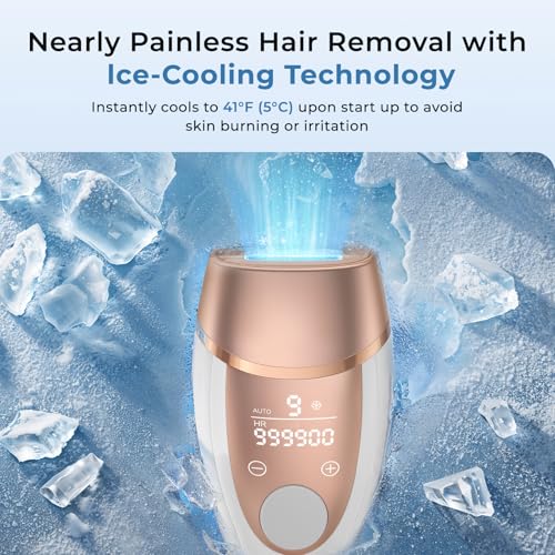 IPL Laser Hair Removal Device for Women with Ice-Cooling System, 21J, Painless Hair Reduction