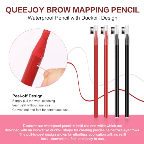 Microblading Eyebrow Mapping Pencil Set - Red & White Permanent Makeup Tools