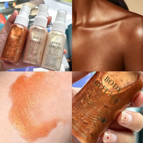 Body Glitter Spray Highlighter - 4 Colors, Quick-Drying