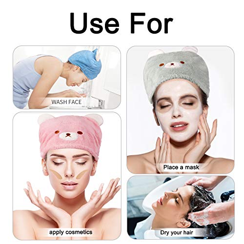 Kids Hair Drying Towel Cap Set - 3 Piece Soft Absorbent Wraps