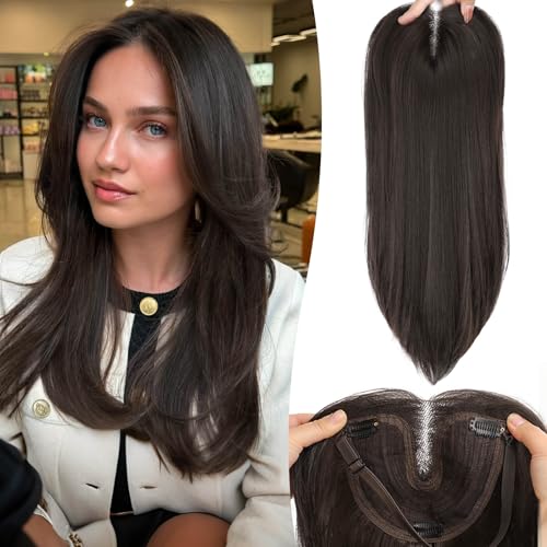 Eawwii Hair Topper 5x6 Clip-In for Thinning Hair, 18" Brown