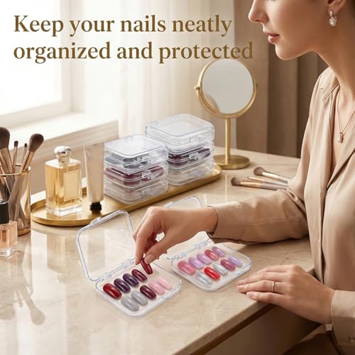Press On Nail Storage Box Set – 10 Clear Cases + 36 Tape
