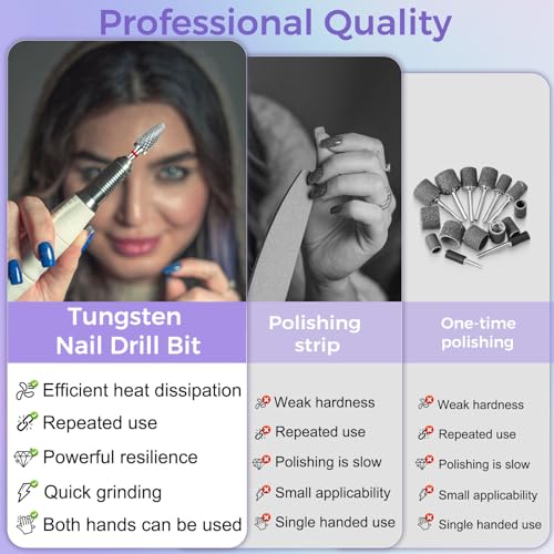 3/32" Carbide Nail Drill Bit - Fine Grit Tungsten for Acrylic & Gel Removal