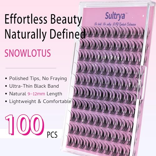 Individual False Eyelashes, 10 Pairs, Natural Black 100pcs with Glue and Tweezers (SnowLotus S08 KIT)