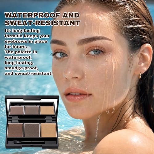 3-Color Waterproof Eyebrow Powder Palette with Mirror & Brush