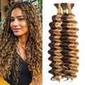 24-Inch Highlight Brown Deep Wave Human Hair for Boho Braids