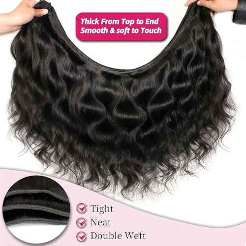 12A Body Wave Human Hair Bundles 8 10 12 Inch Brazilian Virgin Human Hair Unprocessed Raw Remy Weave Natural Color 3 Bundle Set for Women