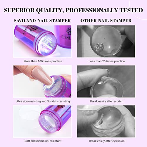 SAVILAND French Tip Nail Stamper Kit 4PCS Silicone Purple Radium Variant