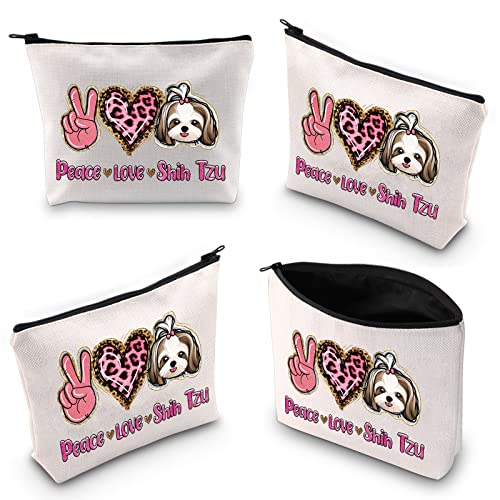 WZMPA Funny Shih Tzu Cosmetic Bag Shih Tzu Lover Gift Peace Love Shih Tzu Makeup Zipper Pouch Bag Dog Lover Gift (Peace Love Shih Tzu)