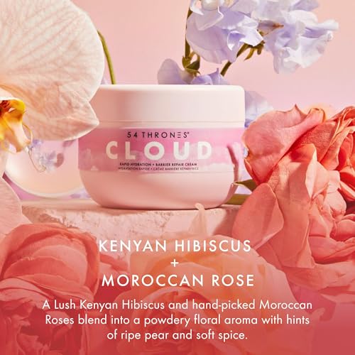 54 Thrones Barrier Repair Cloud Cream, Ultimate Hydrating Skin Care, Hydrating Peptide Moisturizer, Active Skin Repair Cream, Active Repair, Kenyan Hibiscus + Moroccan Rose
