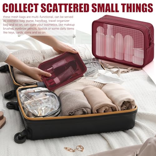 Weewooday 4-Pc Mesh Makeup Bag Set with Zipper – Travel Toiletry Pouch