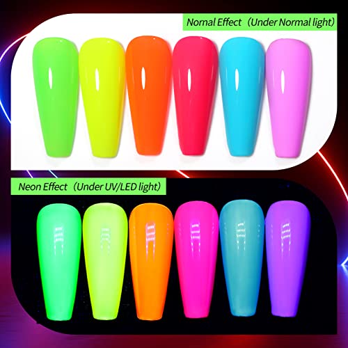 Born Pretty Gel Nail Polish Halloween Neon Gel Nail Polish Set Fluorescent Gel polish Orange Hot Pink Blue Yellow Green Purple Vibrant Soak Off UV LED Gel Nail Polish Nail Art 7ml 6pcs