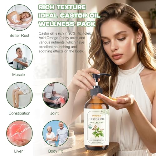8oz Organic Castor Oil Cold Pressed – USDA Certified