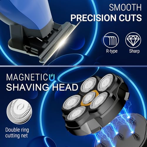SOLIMPIA Upgraded Head Shavers for Bald Men, Hair Trimmer Kit, Magnetic Electric Razor, Large Battery Capacity, Rechargeable LED Display Beard Trimmer, Waterproof Wet/Dry Head Shaver