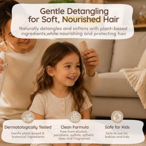 Kids Detangler Spray with Organic Plant-Based Ingredients - Light, Gentle, No Rinse - 5.1 fl oz