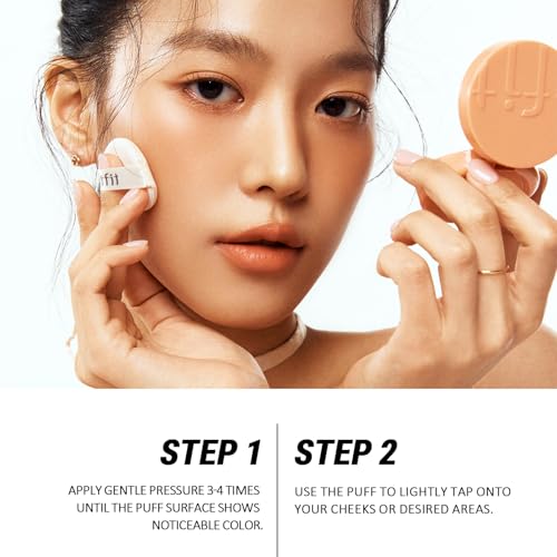 Fluffy Velvet Cushion Blush for Korean Dewy Glow | Buildable, Blendable Cream Texture | Mini Pink Blush for Cheeks | Tar Pigment Free (P02 Bloom Pink, 0.1 Oz | 4g)