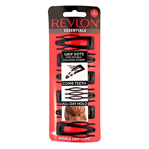 Black Double Grip Hair Clips - No Slip Claw Clips for All Hair Types (6 Count)