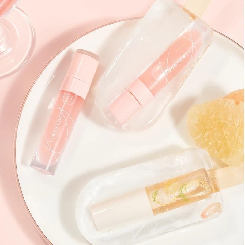 Peach Honey Lip Oil Gloss with Jojoba Oil - Hydrating Jelly Texture