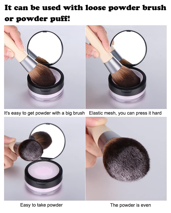 Loose Powder Container 20ml with Puff & Mirror - 2 Pack