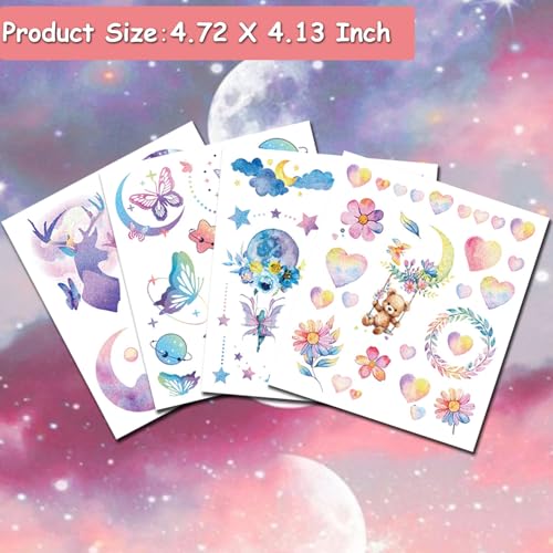 Glitter Butterfly Temporary Tattoos for Girls, 12 Sheets