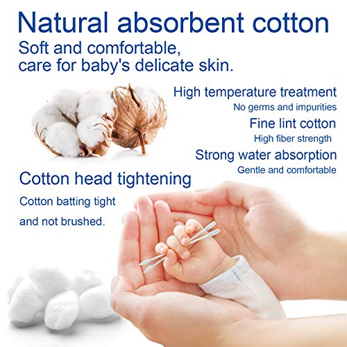 Baby Cotton Swabs 200pcs - Soft Paper Stick Buds Safe for Ear & Nose