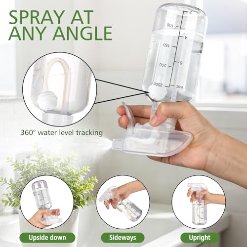 Gungtien Clear 10oz Spray Bottles 2-Pack, 360° Upside-Down Mist for Cleaning & Gardening