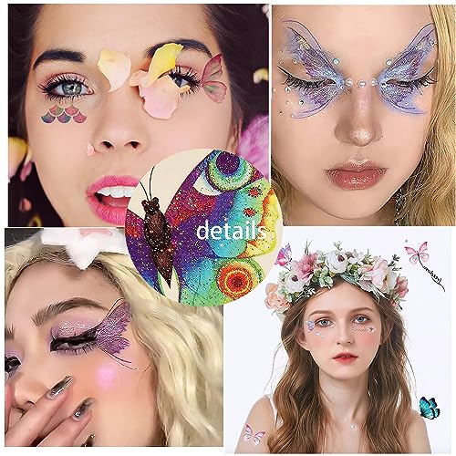 Glitter Temporary Tattoos for Women - 18 Sheets Butterfly Flower