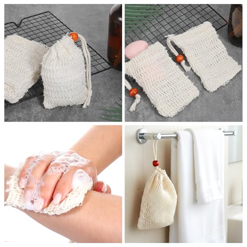8-Pack Cotton Linen Soap Saver Bags with Drawstring