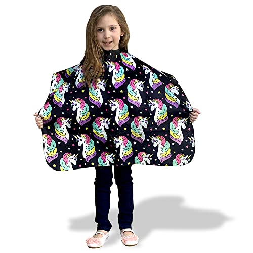 Kids Pink Leopard Hair Cutting Cape - Toddler XS-S Multicolor Unicorn Pattern